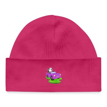 Voiture paresseux - Bonnet bébé bio - hot pink - Devant