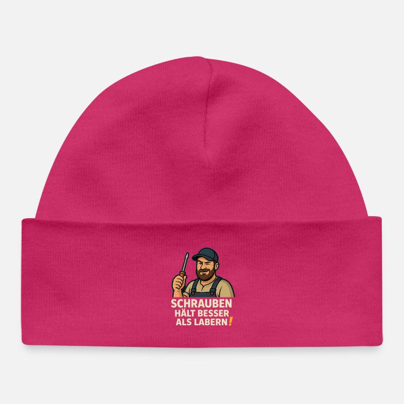 Screwing holds better than babbling - Baby Organic Beanie - hot pink
