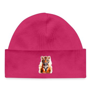 Petit tigre - Bonnet bébé bio - hot pink - Devant