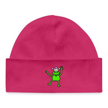 Couronne de grenouille Roi Conte de fées Prince Princesse Paix - Bonnet bébé bio - hot pink - Devant