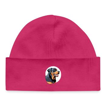 Rottweiler Color Block Portrait - Baby Organic Beanie - hot pink - Front