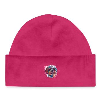 Colorful Dog Portrait - Baby Organic Beanie - hot pink - Front