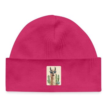 lama - Bonnet bébé bio - hot pink - Devant