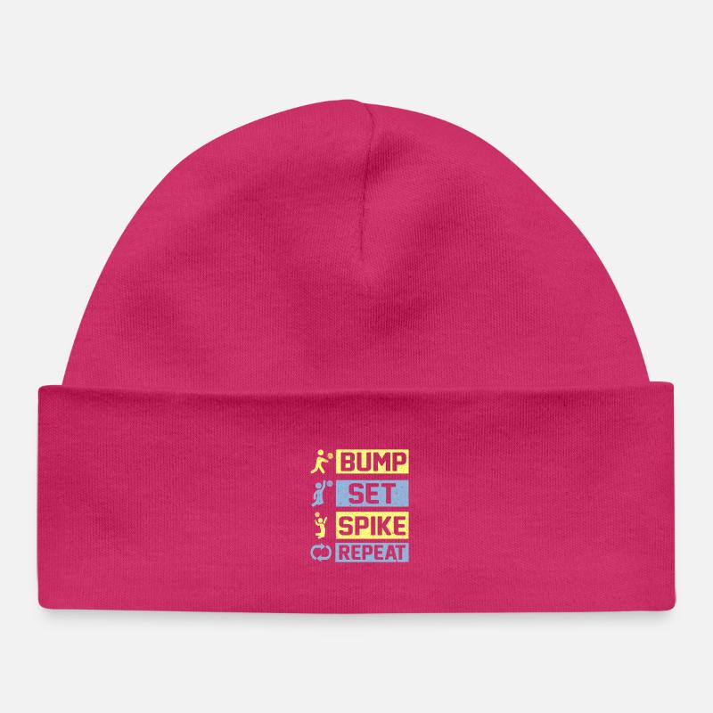 Bump Set Spike Repeat Volleyball - Baby Organic Beanie - hot pink