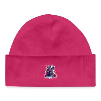 Buntes Tierporträt in Neonfarben - Baby Organic Mütze - hot Pink - Vorne