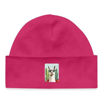 lama - Bonnet bébé bio - hot pink - Devant