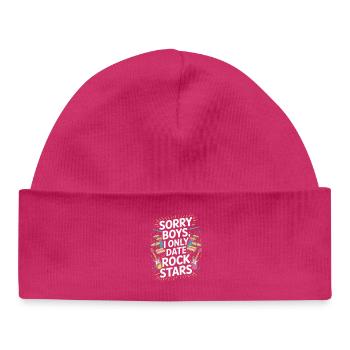 Festival Sorry Boys I Only Date Rock Stars Groupie - Baby Organic Beanie - hot pink - Front