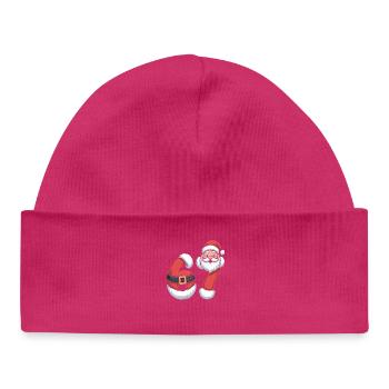 Christmas Numerals 6 and 7 with Santa - Baby Organic Beanie - hot pink - Front