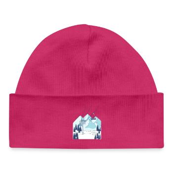 Skilift Berg Winterlandschaft - Baby Organic Mütze - hot Pink - Vorne