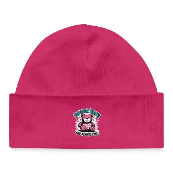 Forever Young Teddy Bear Graphic - Baby Organic Beanie - hot pink - Front