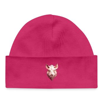 Low Poly Pig Head Pink - Baby Organic Beanie - hot pink - Front