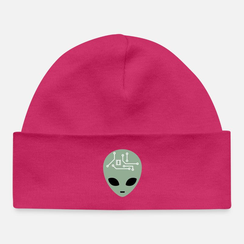 Alien Head avec circuits (trois couleurs) - Bonnet bébé bio - hot pink
