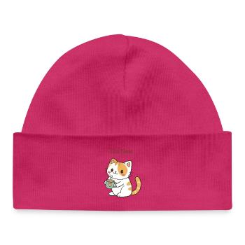 Chat Tea Time Doux - Bonnet bébé bio - hot pink - Devant
