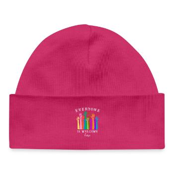 Everyone Is Welcome Here - Baby Organic Beanie - hot pink - Front