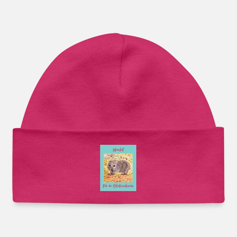 Illustration du chercheur de refuge Wombat - Bonnet bébé bio - hot pink