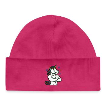 Confident Unicorn Illustration - Baby Organic Beanie - hot pink - Front