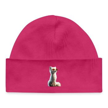 Polarfuchs Schneefuchs Eisfuchs Süßer Weißer Fuchs - Baby Organic Mütze - hot Pink - Vorne