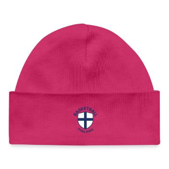 Finnisches Basketball-Emblem-Schild - Baby Organic Mütze - hot Pink - Vorne
