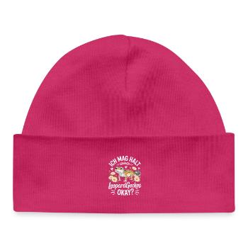 I like leopard geckos OKAY - Baby Organic Beanie - hot pink - Front
