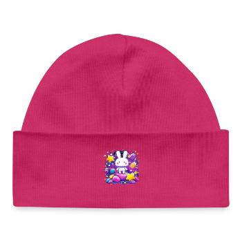 Le lapin merveilleux dans le nid d’étoiles - Bonnet bébé bio - hot pink - Devant