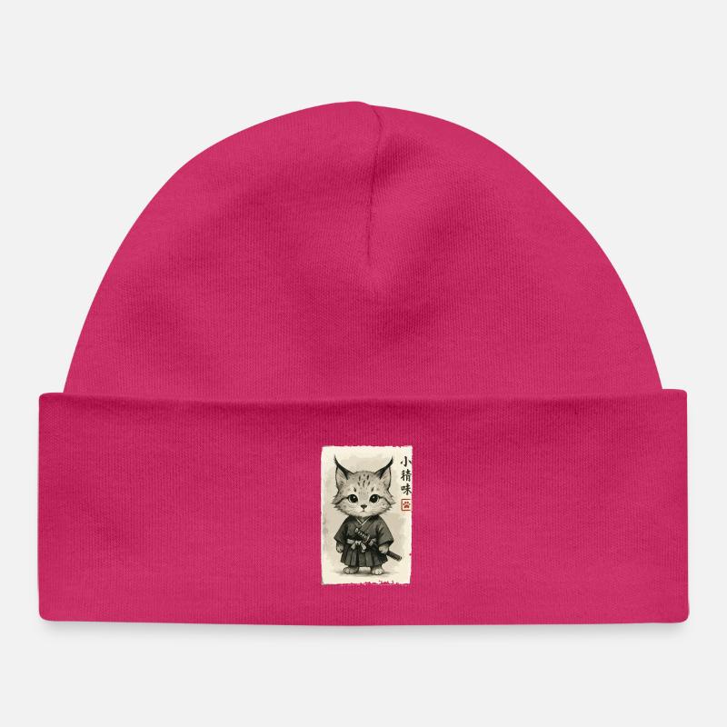 Cats Samurai - Bonnet bébé bio - hot pink
