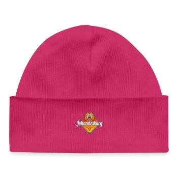 Souvenir vintage Lion d’Afrique du Sud de Johannesburg - Bonnet bébé bio - hot pink - Devant