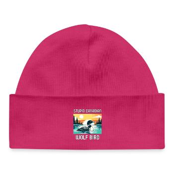 Loon Canadian Unusual Humor - Baby Organic Beanie - hot pink - Front