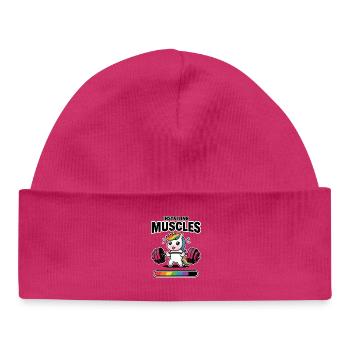 Muskeln installieren Niedlicher Einhorn-Fitness-Humor - Baby Organic Mütze - hot Pink - Vorne