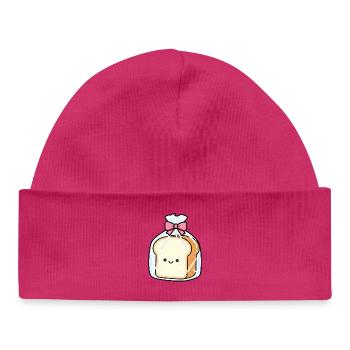 Pain kawaï en sachet avec nœud rose - Bonnet bébé bio - hot pink - Devant