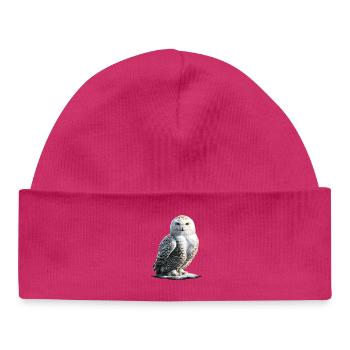 Chouette blanche Chouette Chouette Chouette Chouette Chouette Chouette des neiges - Bonnet bébé bio - hot pink - Devant