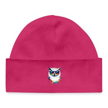 Chouette blanche Chouette Chouette Chouette Chouette Chouette Chouette des neiges - Bonnet bébé bio - hot pink - Devant
