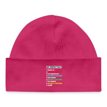 Butterfly Watching My Perfect Day Funny Hobby - Baby Organic Beanie - hot pink - Front