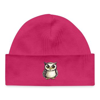 Nachtwald Eulenillustration mit großen Augen - Baby Organic Mütze - hot Pink - Vorne