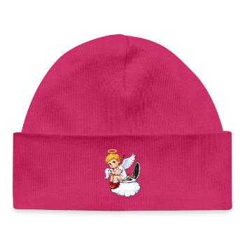 Ange sur les toilettes – motif de nuage - Bonnet bébé bio - hot pink - Devant