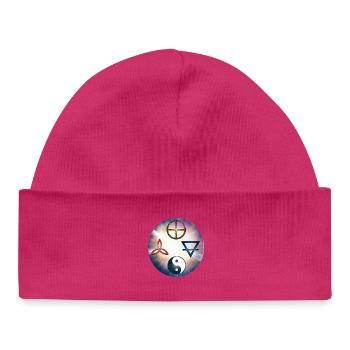 Équilibre Cosmique Yin Yang et Sceaux Sacrés - Bonnet bébé bio - hot pink - Devant