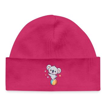 Koala-Jongleur auf bunter Ballon - Baby Organic Mütze - hot Pink - Vorne