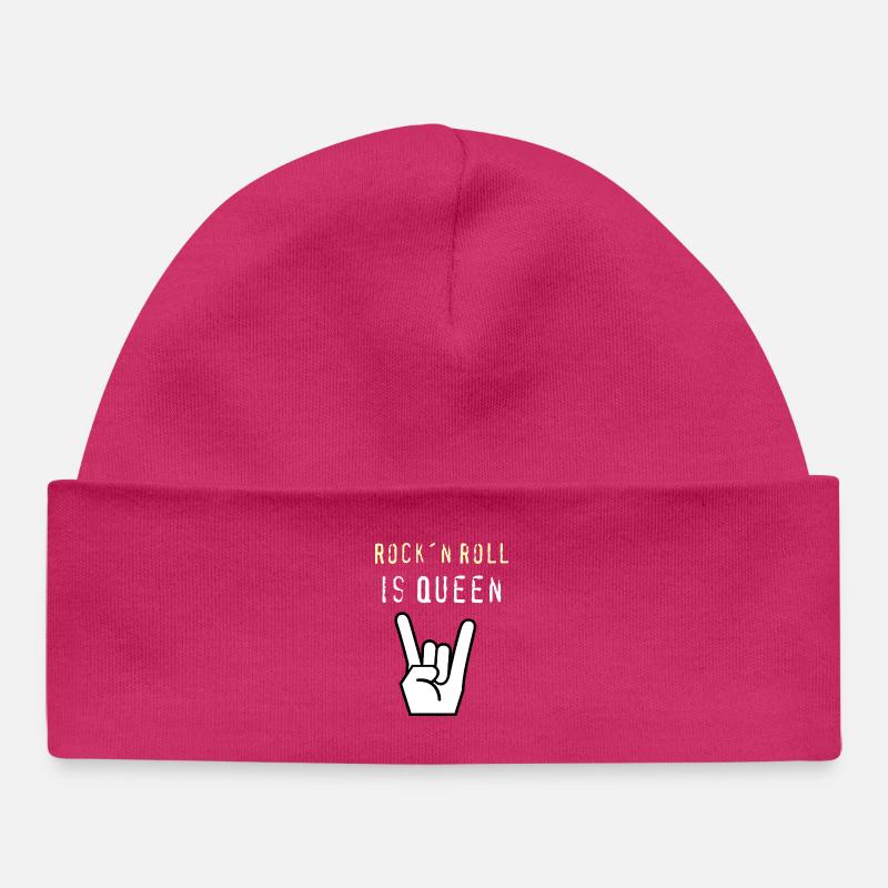 Rockn_Roll_is_Queen - Bonnet bébé bio - hot pink