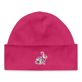 Bunny Silhouette Flowers Colorful - Baby Organic Beanie - hot pink - Front