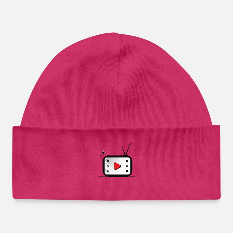 Motif de bouton de lecture rétro TV - Bonnet bébé bio - hot pink