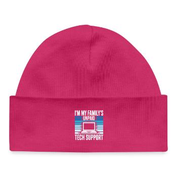 I'm My Family's Unpaid Tech Support Funny Quote - Baby Organic Beanie - hot pink - Front