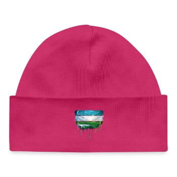 Art du drapeau tombé en Ouzbékistan - Bonnet bébé bio - hot pink - Devant