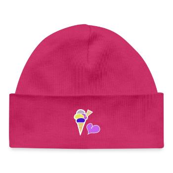 Eiscreme Eis  Eiswaffel Kinder Retro 60er - Baby Organic Mütze - hot Pink - Vorne
