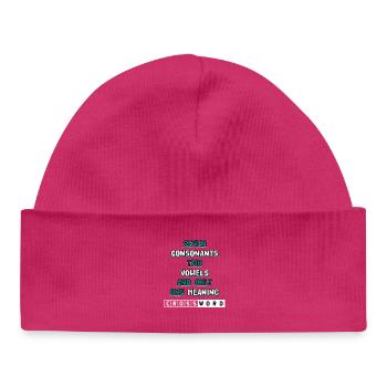 Sept consonnes Deux voyelles Motif croisé - Bonnet bébé bio - hot pink - Devant
