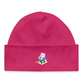 Schwein Strand Getränk Sommer - Baby Organic Mütze - hot Pink - Vorne