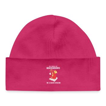 Library Bookworm - Baby Organic Beanie - hot pink - Front