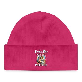 Maine Coon Mädchen - Baby Organic Mütze - hot Pink - Vorne