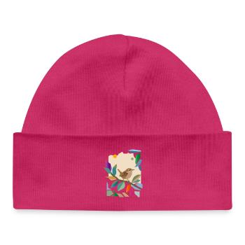 Wren Songbird Garden Bird Design - Baby Organic Beanie - hot pink - Front