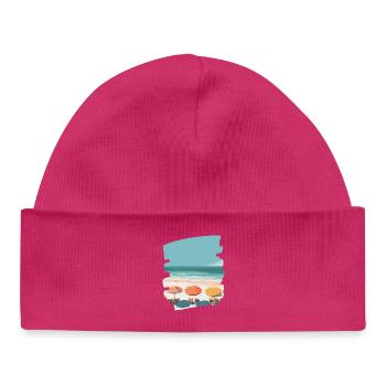 Strand Meer Palmen - Baby Organic Mütze - hot Pink - Vorne