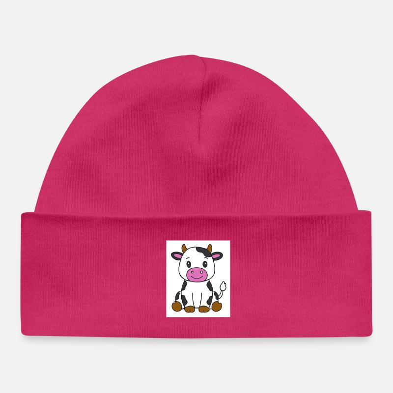 Vache - Bonnet bébé bio - hot pink