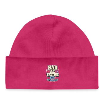 Funny Gift, Bad At Texting Not Mysterious Gen Z - Baby Organic Mütze - hot Pink - Vorne